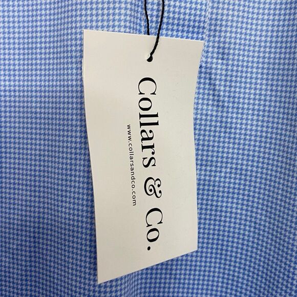 Collars & Co Polo Shirt Mens L Blue Houndstooth Golf Preppy Dress Collar NWT - Picture 5 of 9